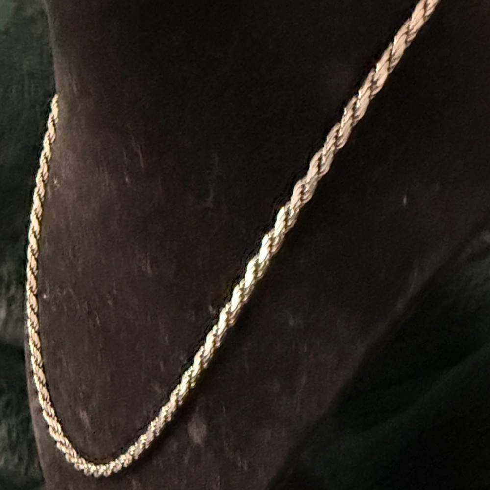 Women's Rope Chain Necklace - Polished Silver Finish - Picture 7 of 9